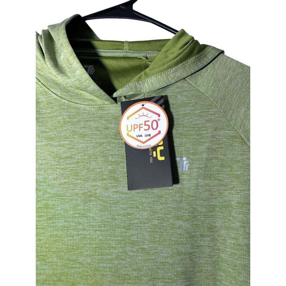 Women's UPF 50 Green Light Weight Hoodie With Thumb Holes Sports Long Sleeve - Picture 4 of 4